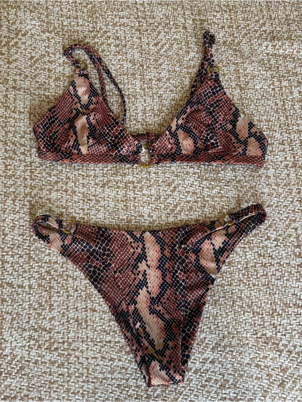 Blackbough Brown and Black Snake-Print Bikini Set - Picture 1 of 13